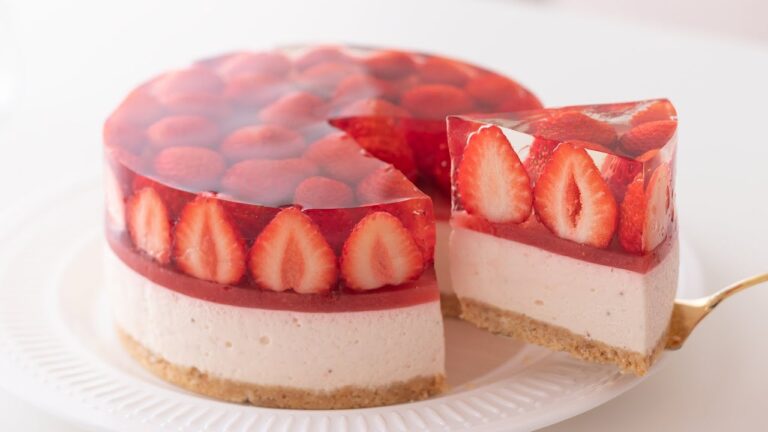 いちごのレアチーズケーキの作り方 No-Bake Strawberry Cheesecake＊Eggless & Without oven｜HidaMari Cooking