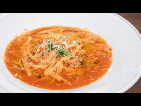 包丁を使わずに作れる絶品料理！トマトとツナのスープパスタ。