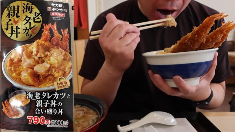 かつや新作海老タレカツと親子丼の合い盛り丼を食うぜ！【飯動画】