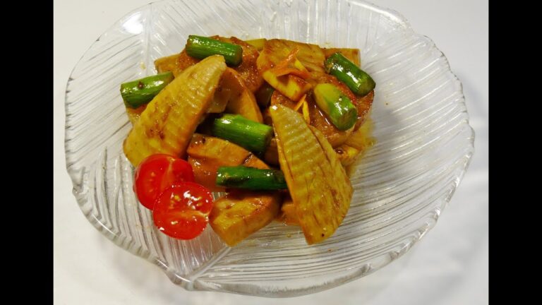 長芋、筍、アスパラを焼肉タレで、、【Yam, bamboo shoots, asparagus with grilled meat sauce】