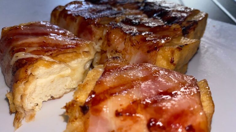 チーズイン厚揚げベーコン巻きとビールをいただく動画