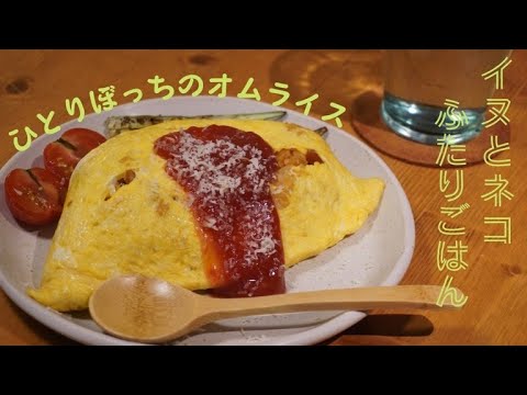 ひとりぼっちのオムライス🍳‖真っ赤なツナメルト‖グダグダなフライングタイガー購入品紹介‖イヌとネコ‖二人暮らし