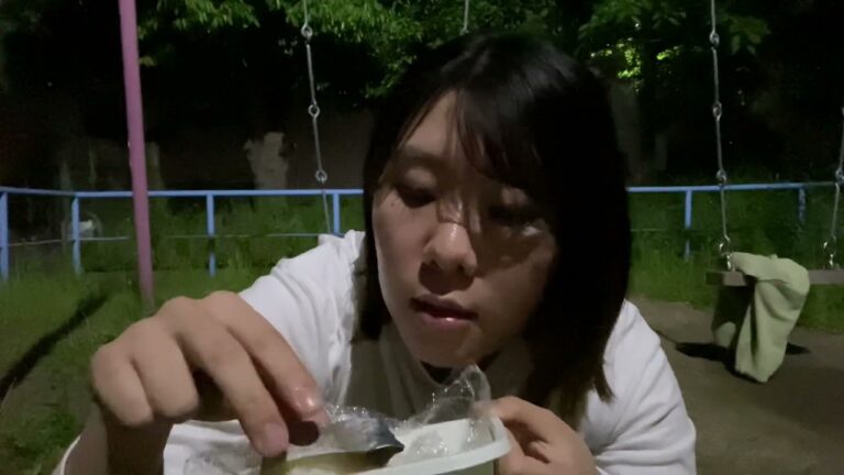 おばあちゃんの鯖寿司を公園で食べる