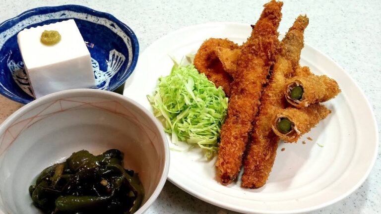 まるごとアスパラの肉巻きフライ！夕飯・お弁当に！ピーマン炒めにチキンカツ【簡単家庭料理】