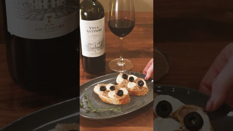 簡単おつまみ×『ヴィラ・アンティノリ・ロッソ』イタリア赤ワイン＃ワイン #赤ワイン #レバーペースト #クリームチーズ #ウェーブトースト #レシピ #おつまみ  #wine #enoteca