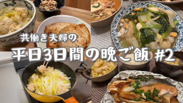 【平日3日間の晩ご飯】#2｜鮭ホイル焼き・海鮮あんかけ丼・白菜鶏団子スープ