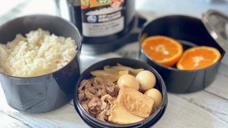 高校生男子の保温ジャーで1品弁当／厚揚げでかさ増しすき焼き弁当／節約レシピ／簡単おかずでお弁当作り