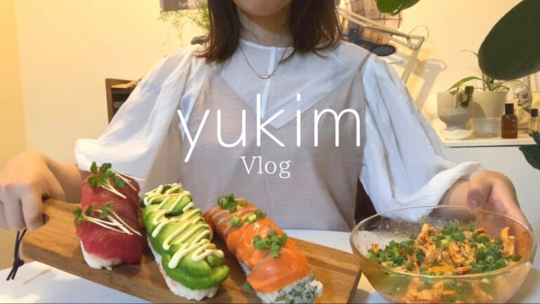 SUB) vlog 早起きしてお弁当を作って料理する日常、可愛い寿司ロール
