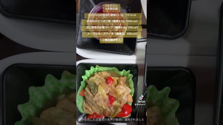 【2/16昼食】手羽元のさっぱり煮（糖質4.9g  195kcal）他