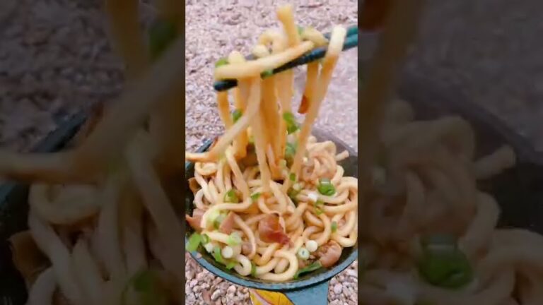 【キャンプ飯】ホルモンを贅沢に使った禁断の焼きうどんがヤバい #shorts