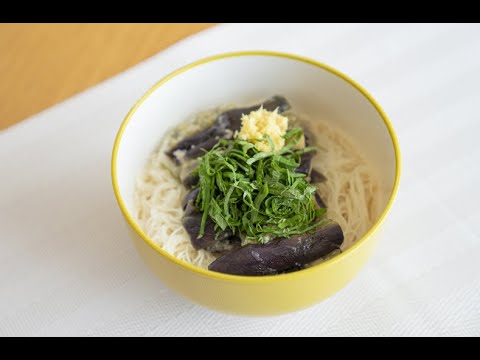そうめんアレンジ♪油で揚げずにお手軽ランチ【なすの揚げ出し風そうめん】