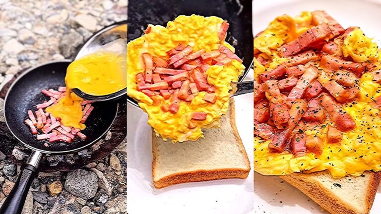 あー、川辺に座って食べるベーコンエッグトーストで、私は今日も頑張れる。Best breakfast here