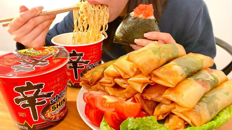 梅しそチーズ春巻きとW炭水化物をキメる晩ごはん【背徳飯】