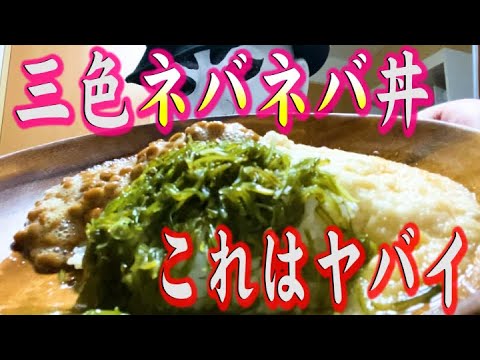 【料理】独身一人暮らし　いいお米で3色ネバネバ丼を作って爆食い【爆食い】【モッパン】