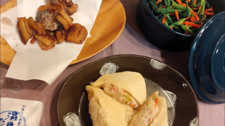 高野豆腐鶏ひき肉挟み煮、ヘルシーおかず！