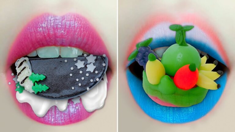 ASMR 食べる クリスマスチョコレートクリーム、海藻、レインボーココナッツゼリー、ピエロバナナ、餅ケーキ、...咀嚼音 | ASMR Eating Show