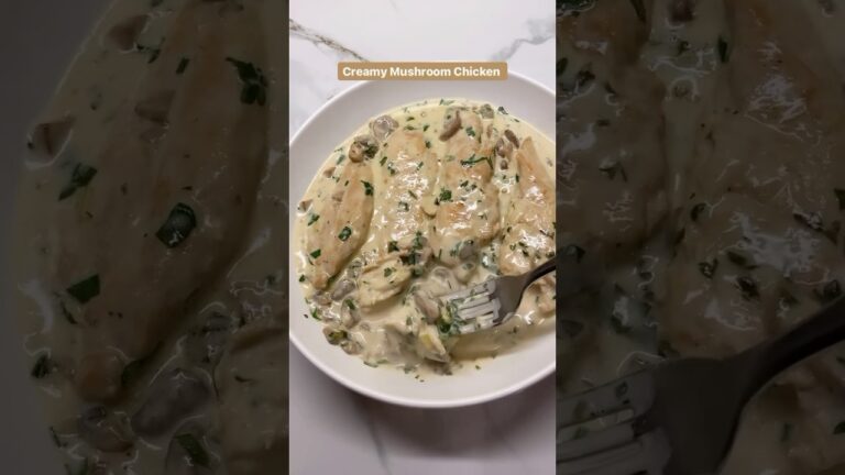 Creamy Mushroom Chicken 🥘 #recipes #dinner #foodshorts #shorts #food