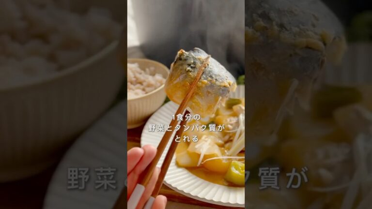 【1食分の野菜とタンパク質がとれる！】炊飯器でほったらかし完成✨サバ味噌大根