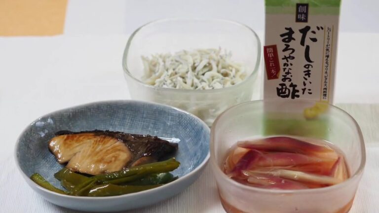 蒸し暑い日に【だしまろ酢】だけで【ぶり照り】【茗荷甘酢漬け】【しらす漬け】
