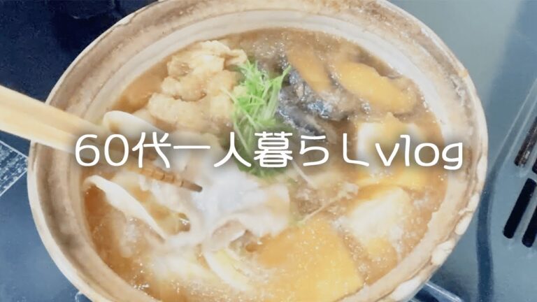 【64歳ひとり暮らし】頑張らない夕飯/ 余り物で一人鍋 / 豚バラときのこのみぞれ鍋/最後の買い物 /疲れはその日のうちに#37
