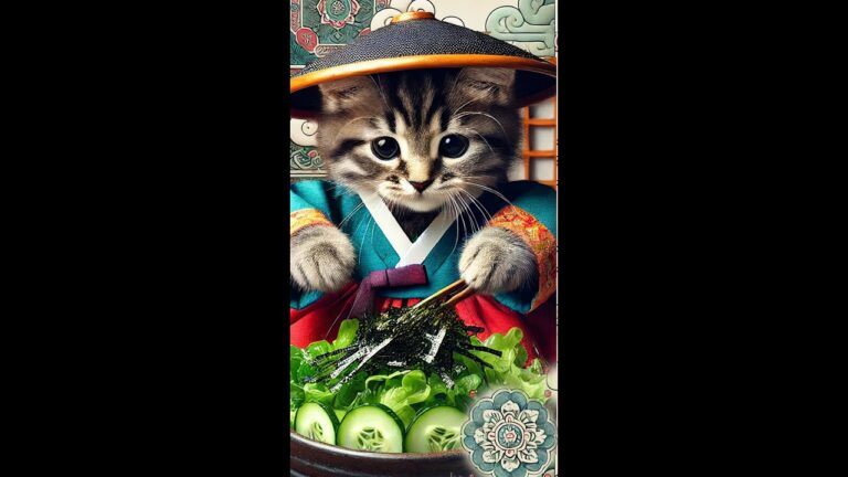 ごはんのじかん・チョレギサラダ#ai #cat #cute #kitten #チョレギサラダ#salada