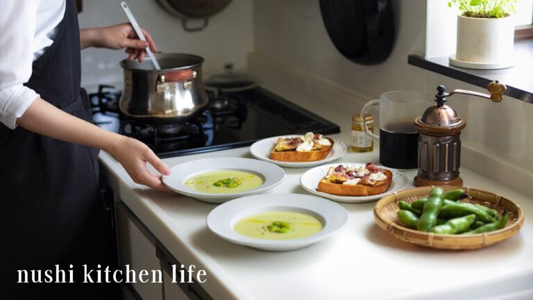 #57 家庭菜園の野菜で始まる夫婦の1日, 初夏のトーストとコーヒー, 台所の手仕事, Japanese wife’s cooking