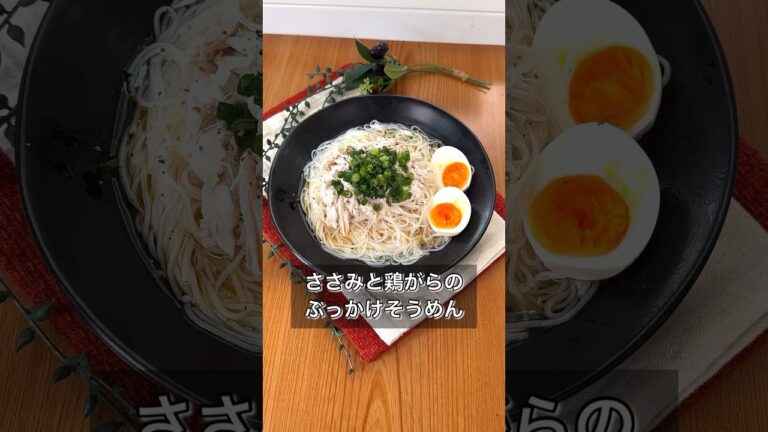 ささみと鶏がらのぶっかけそうめん