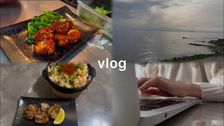 《vIog》ヤンニョムチキンとチュモッパを食べた中学生の休日🫧・海・鮭といくらの炊き込みご飯・黒胡椒ガーリック炒飯