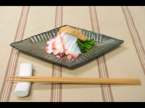 茹でダコの刺身、ピーナッツバターソースの作り方/自作の器