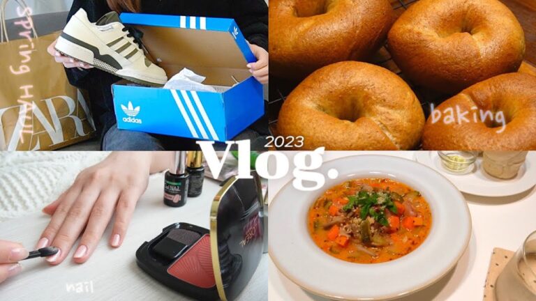 vlog｜物欲の春🌷日曜のおにぎり定食🍙ベーグル作り🥯adidasスニーカー👟ZARA／日用品購入品、スペシャルスープ #社会人 #パン作り #vlog