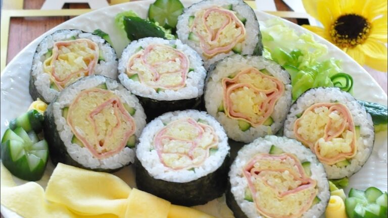父の日に贈る、黄色いバラの飾り巻き寿司（シュフワンチャンネル）