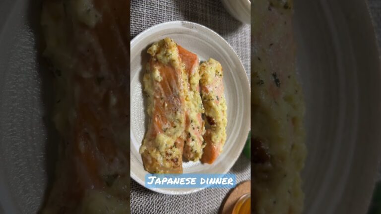 Japanese dinner (鮭のマヨネーズ焼き&納豆) #shorts