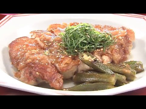 鶏の梅ダレ焼き　梅干しとスイカの冷製スープ