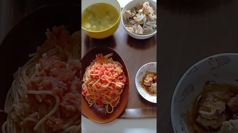 スパゲッティトマトソースと筑前煮