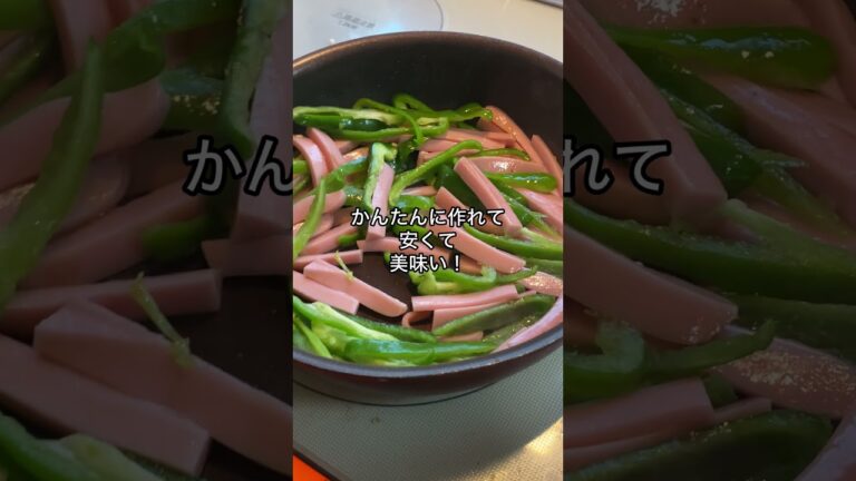 かんたんに作れるモヤシ炒めです。魚肉ソーセージとピーマン入れてます。安くて美味しいですよ！