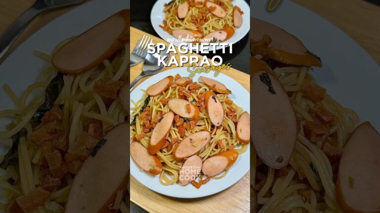 ASMR : Spaghetti Kaprao with Sausages #asmr #homemade #กะเพรา #thaifood #spaghetti #sausages