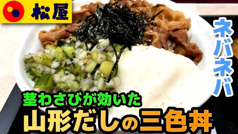 【松屋】山形だしの三色丼 茎わさびが効いてうまい