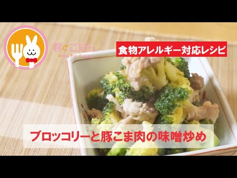 君とごはん【食物アレルギーレシピ】ボリューム満点！ブロッコリーと豚こま肉の味噌炒め【卵・乳・小麦不使用】