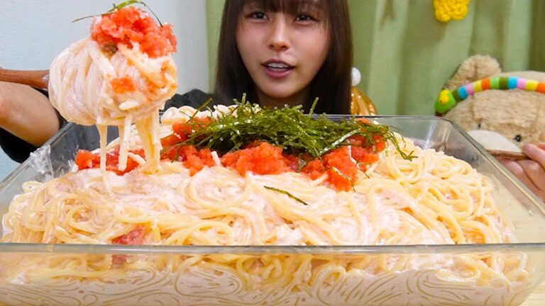 【ASMR】久しぶりの明太子クリームパスタ！[大食い]