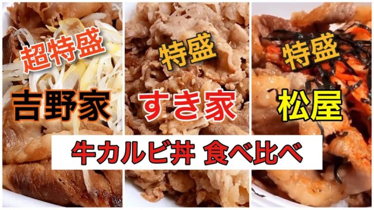 【どこのが好き？】牛丼チェーン店「牛カルビ丼・焼肉丼」食べ比べしてみた！（吉野家・すき家・松屋）