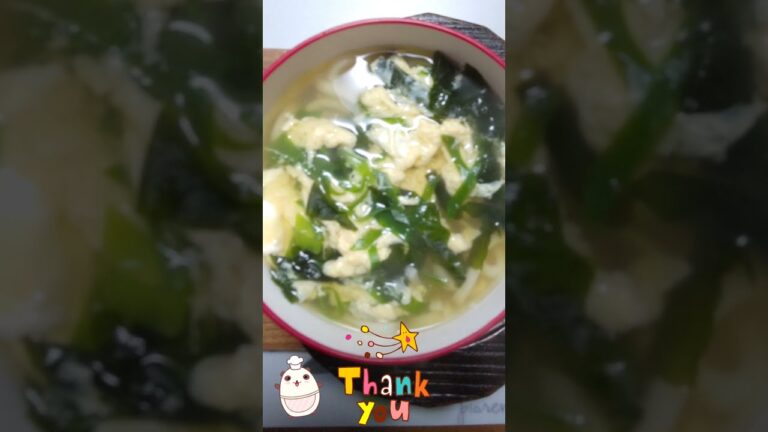 【身体も心もあったかうどん】簡単❗️美味しい😀わかめとネギを玉子とじ【冷凍うどん】UDON 우동 #shorts