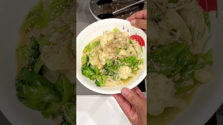 ブロッコリーとカリフラワーのパスタ風稲庭うどん！