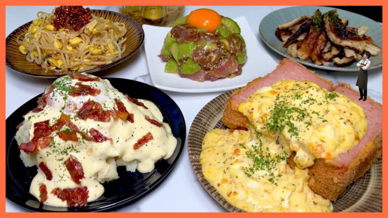 【おうち居酒屋】仕事終わりにおつまみ５品作って晩酌してみました！！！アボカドとマグロのうまいやつ/ピリ辛豆もやし/ちくわのうまいやつ/これってポテサラ？/タルタルスパムフライ