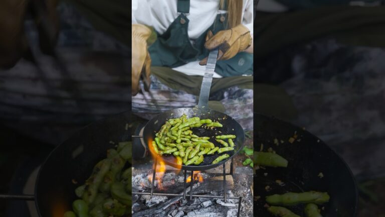 【キャンプ飯】焼き枝豆ペペロンチーノ風🌶ビールに合う〜🍻