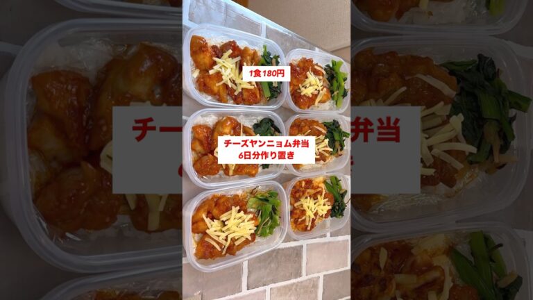 【1食180円】【チーズヤンニョムチキン弁当】6日分作り置きして冷凍🍳#shorts #作り置き #弁当