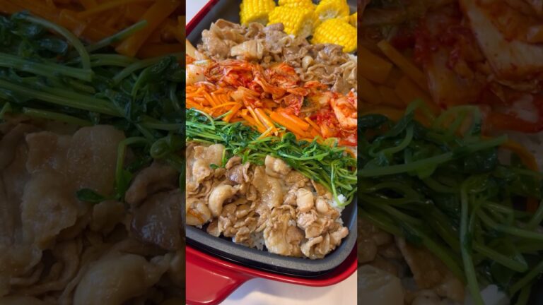 #shorts 【料理】晩ご飯にホットプレートで焼肉とビビンバ作りました。