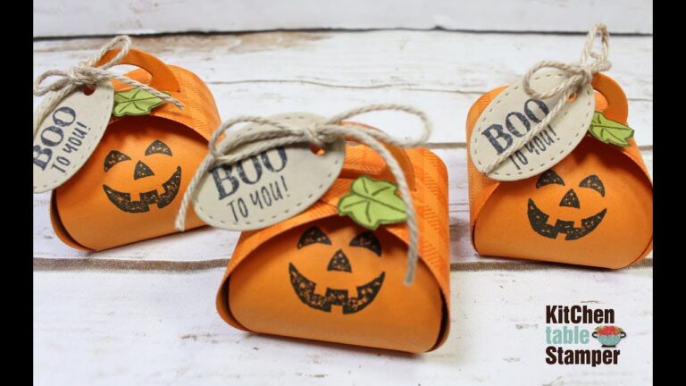 Stampin' Up! Mini Curvy Keepsake Box Jack O Lantern Tutorial with Kitchen Table Stamper