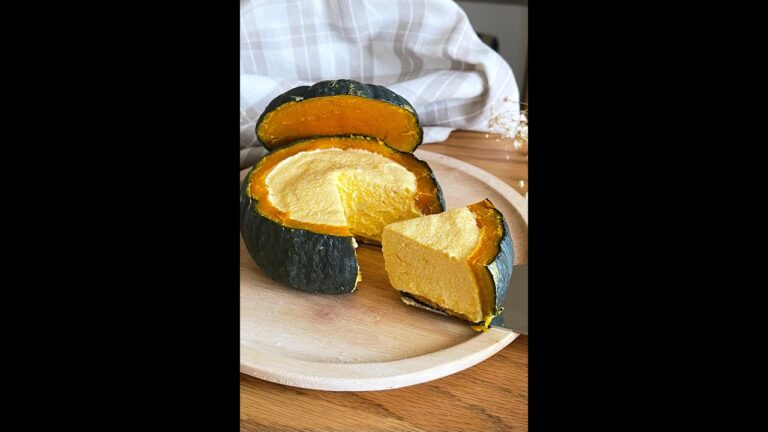 オーブン不要！材料4つでかぼちゃ丸ごとチーズケーキ作り方✨