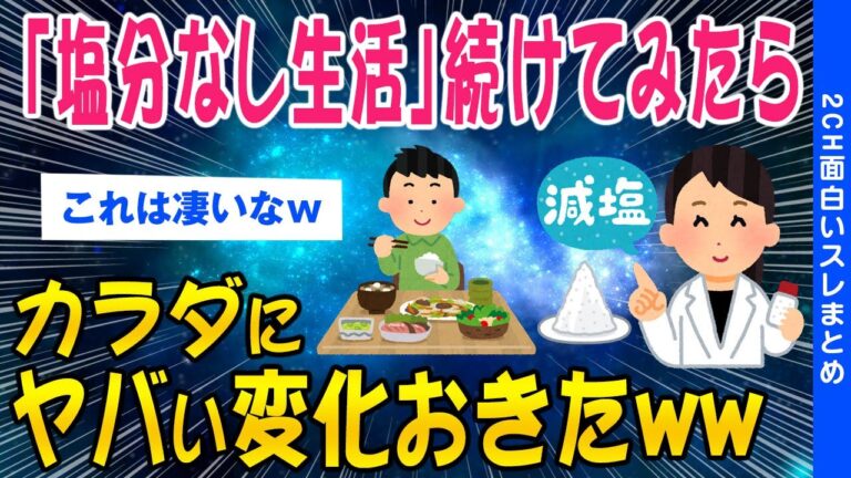 【2ch面白いスレ】「塩分なし生活」続けてみたらカラダにヤバい変化がおきたww【ゆっくり解説】