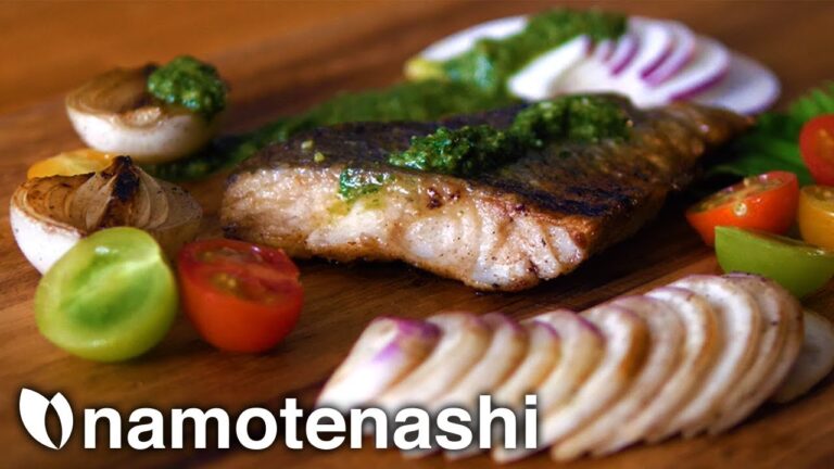 【サラダレシピ】大葉のジェノベーゼソースの作り方　タラのソテー/Shiso Pesto Genovese Sauce with Cod Sauce Recipe-